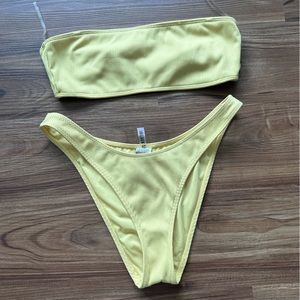 Bandeau yellow bikini
